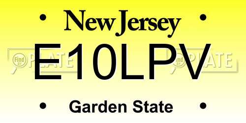 E10LPV New Jersey License Plate