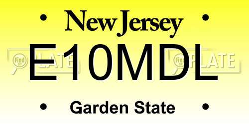 E10MDL New Jersey License Plate