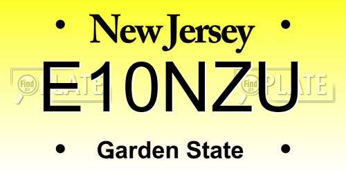 E10NZU New Jersey License Plate
