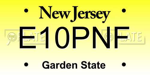 E10PNF New Jersey License Plate