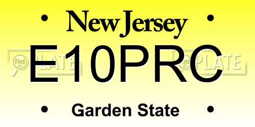 E10PRC New Jersey License Plate