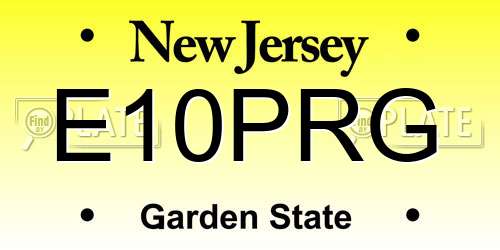 E10PRG New Jersey License Plate