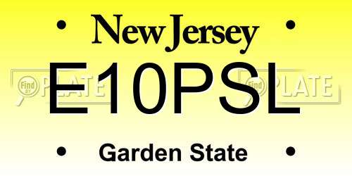 E10PSL New Jersey License Plate