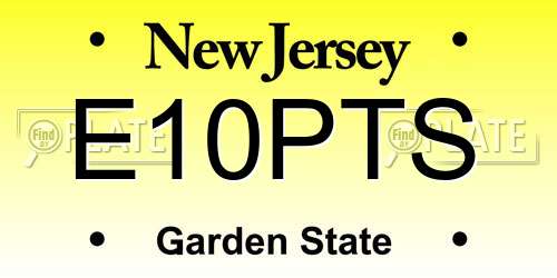 E10PTS New Jersey License Plate