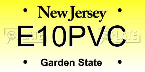 E10PVC New Jersey License Plate