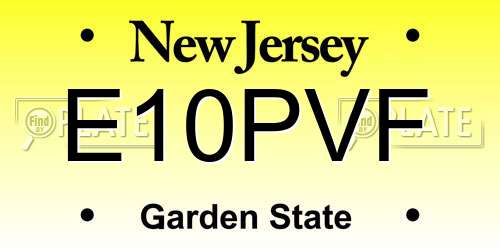 E10PVF New Jersey License Plate