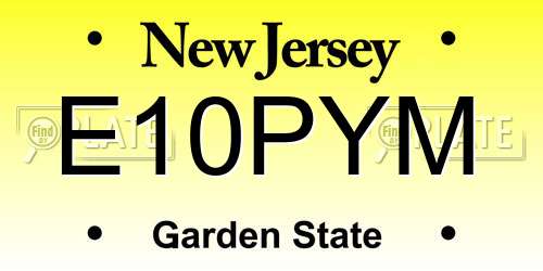 E10PYM New Jersey License Plate