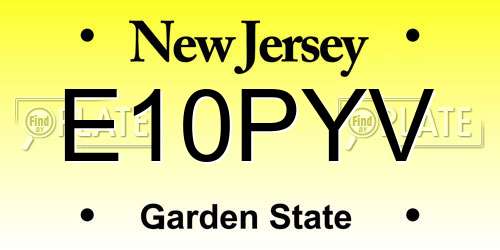 E10PYV New Jersey License Plate