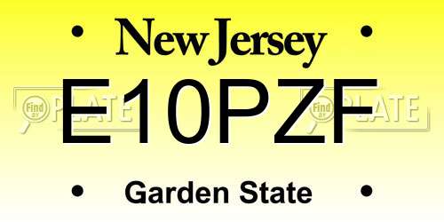 E10PZF New Jersey License Plate