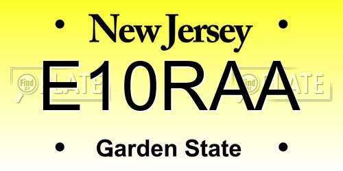 E10RAA New Jersey License Plate