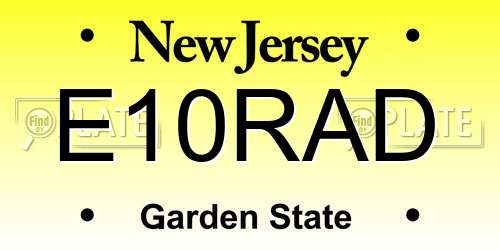 E10RAD New Jersey License Plate