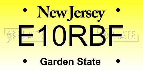 E10RBF New Jersey License Plate