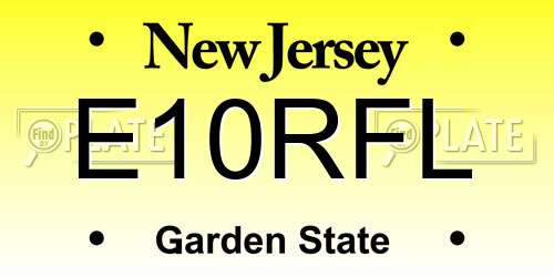 E10RFL New Jersey License Plate