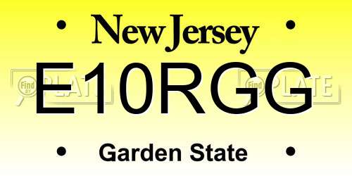 E10RGG New Jersey License Plate
