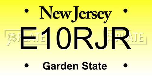 E10RJR New Jersey License Plate