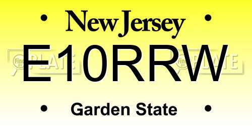 E10RRW New Jersey License Plate