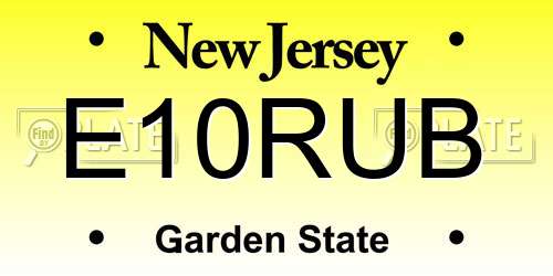 E10RUB New Jersey License Plate