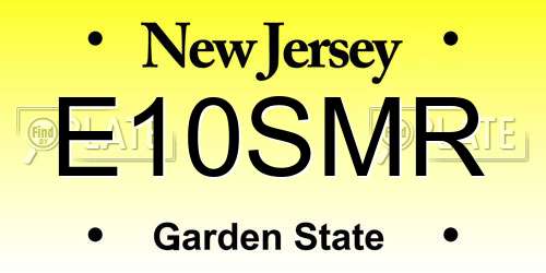 E10SMR New Jersey License Plate