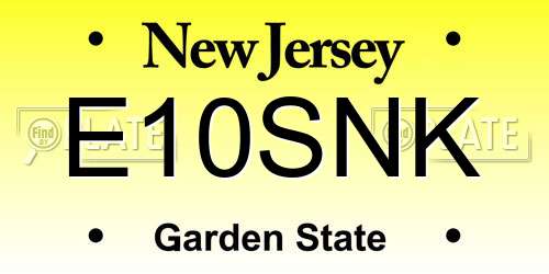 E10SNK New Jersey License Plate