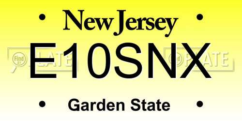 E10SNX New Jersey License Plate