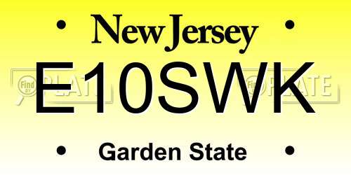 E10SWK New Jersey License Plate