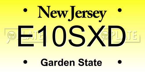 E10SXD New Jersey License Plate