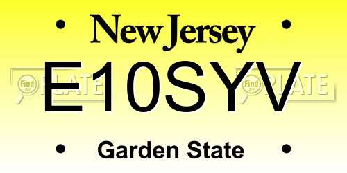 E10SYV New Jersey License Plate