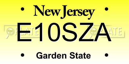 E10SZA New Jersey License Plate