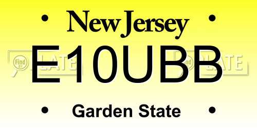E10UBB New Jersey License Plate