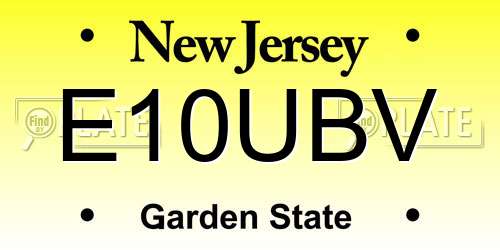 E10UBV New Jersey License Plate