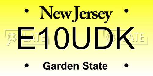 E10UDK New Jersey License Plate