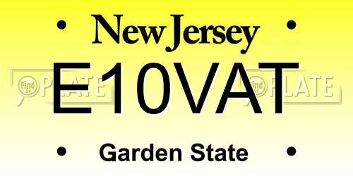 E10VAT New Jersey License Plate