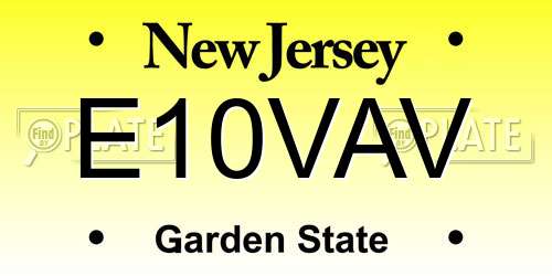 E10VAV New Jersey License Plate