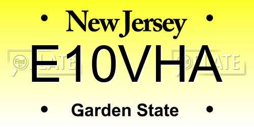E10VHA New Jersey License Plate