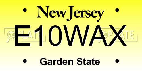 E10WAX New Jersey License Plate