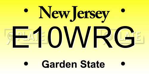 E10WRG New Jersey License Plate