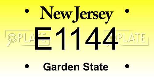 E1144 New Jersey License Plate