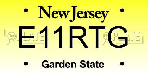 E11RTG New Jersey License Plate