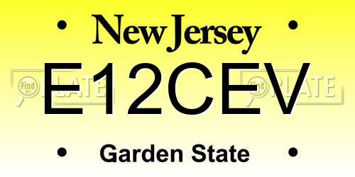 E12CEV New Jersey License Plate