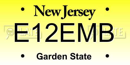 E12EMB New Jersey License Plate