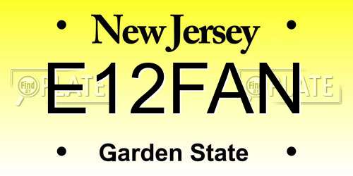 E12FAN New Jersey License Plate