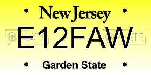 E12FAW New Jersey License Plate