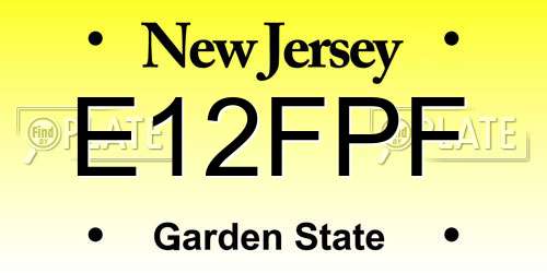 E12FPF New Jersey License Plate