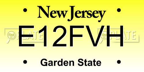 E12FVH New Jersey License Plate
