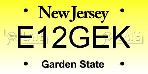 E12GEK New Jersey License Plate