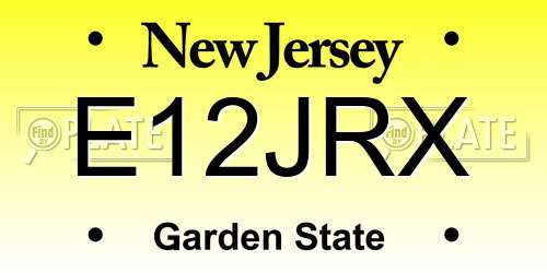 E12JRX New Jersey License Plate