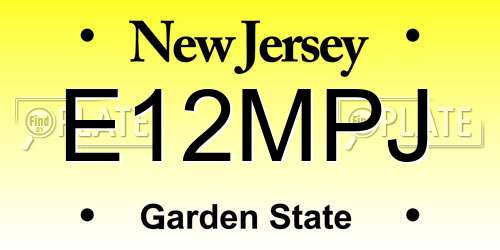 E12MPJ New Jersey License Plate