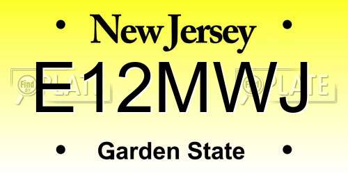 E12MWJ New Jersey License Plate