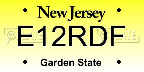 E12RDF New Jersey License Plate