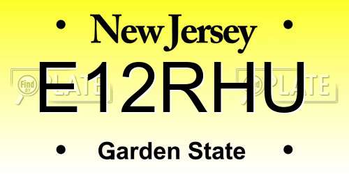 E12RHU New Jersey License Plate